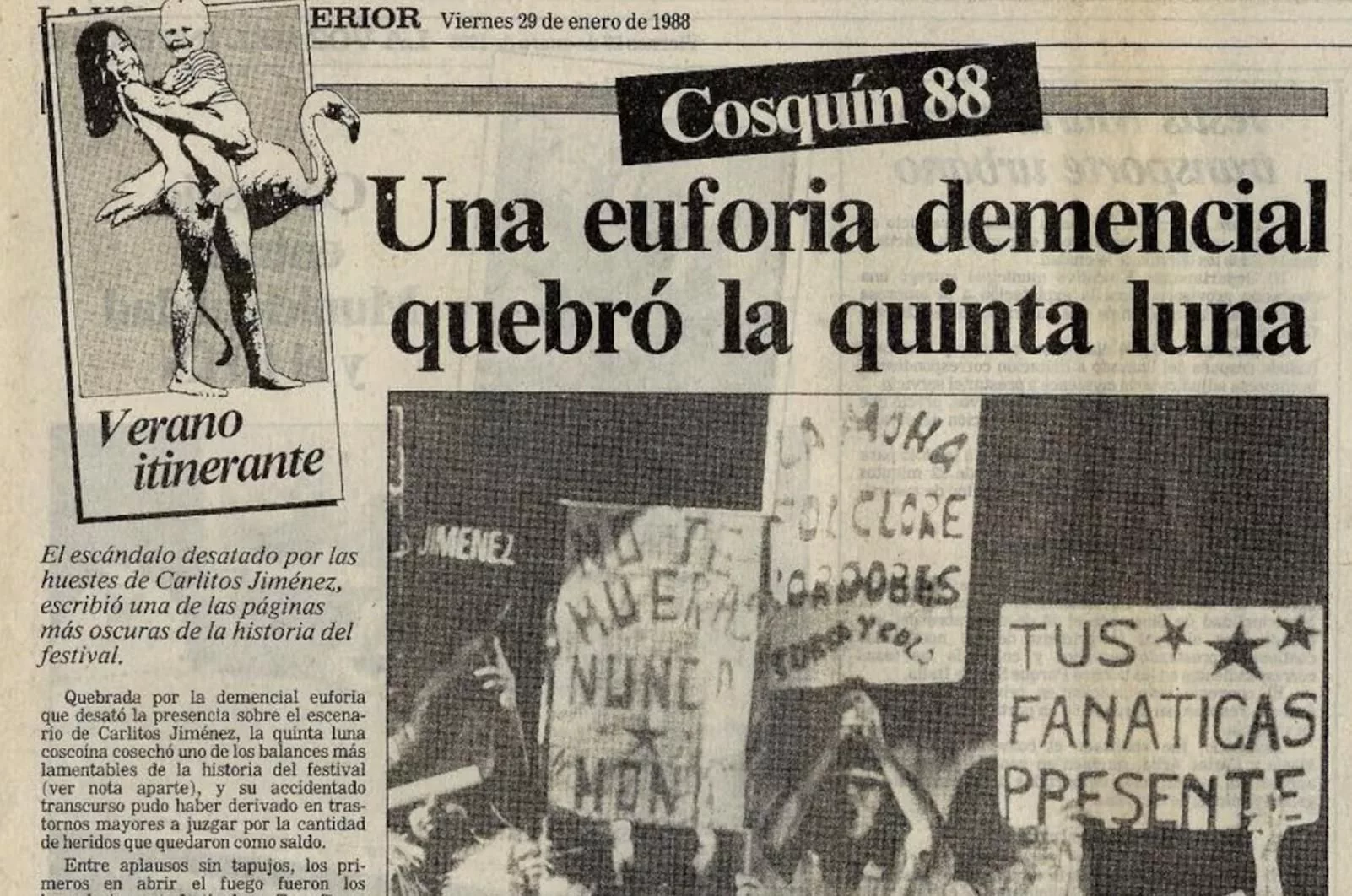 La Mona en Cosquín 1988, "una de las páginas más oscuras de la historia del festival".