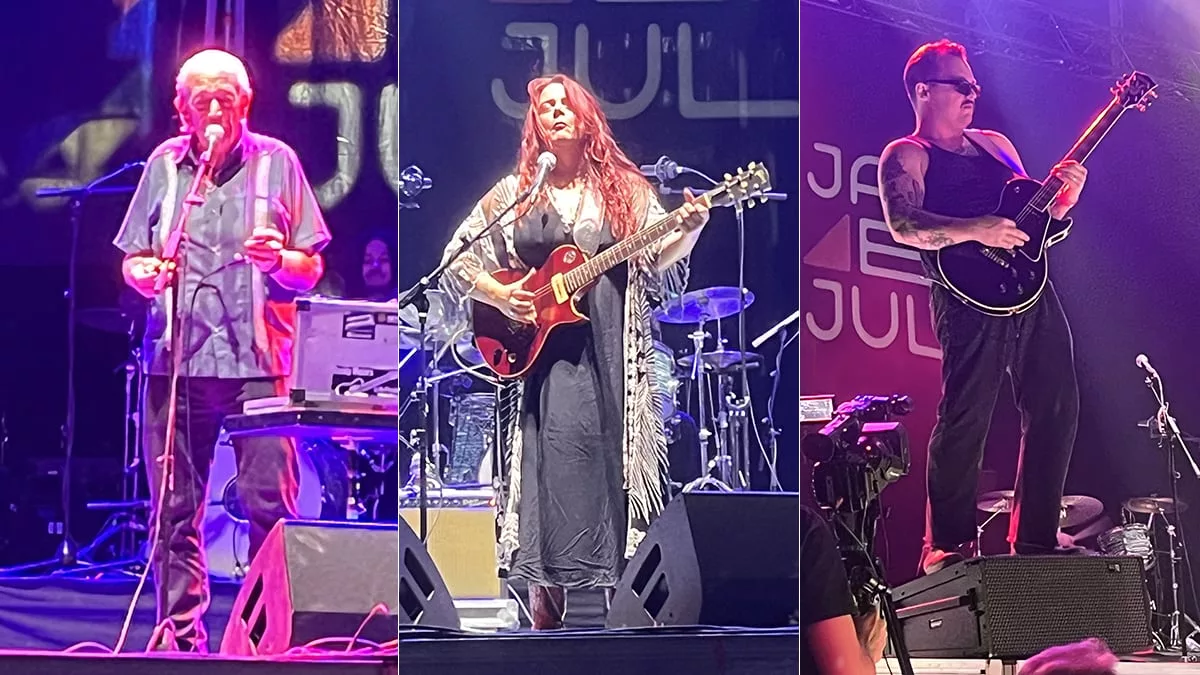 Desde la izquierda, Charlie Musselwhite, Carolyn Wonderland y Matthew Stubbs, de la banda GA-20, en el festival Cazorla Blues.
