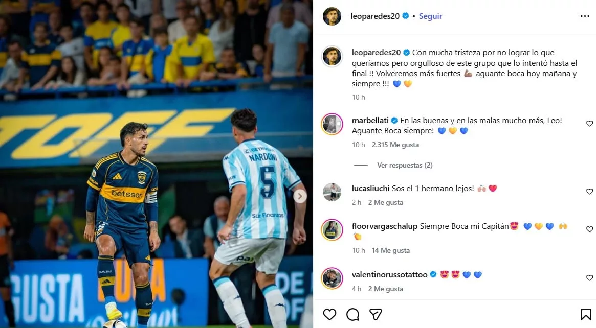 El posteo de Leandro Paredes tras la eliminación de Boca