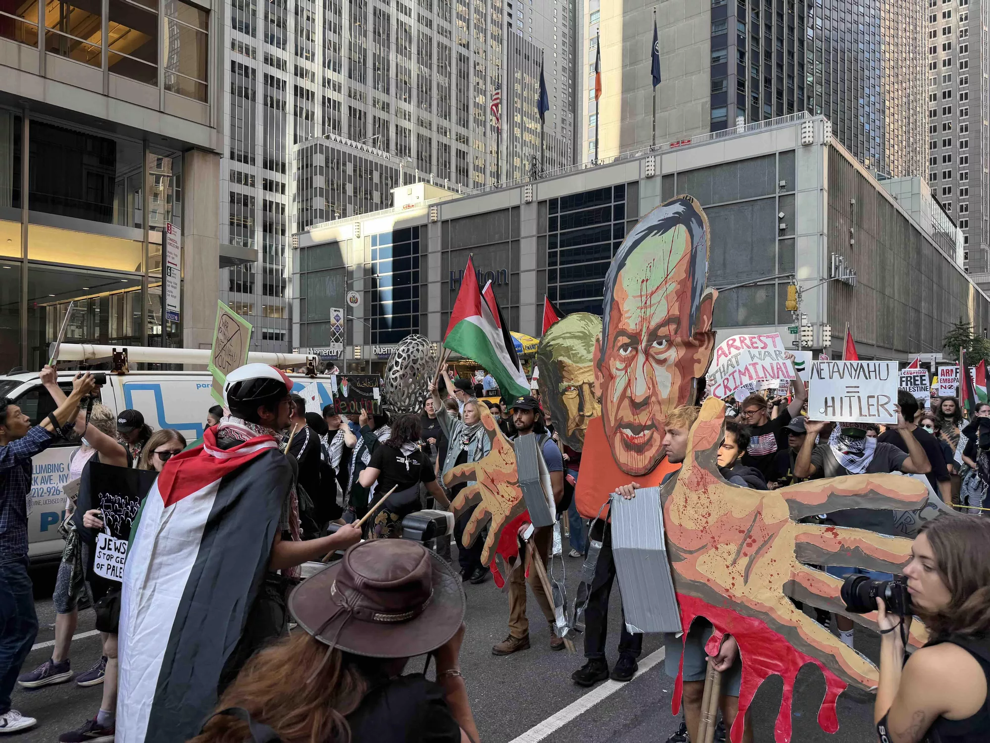 Manifestación en Nueva York contra el genocidio israelí en Gaza, el 26 de septiembre de 2025.