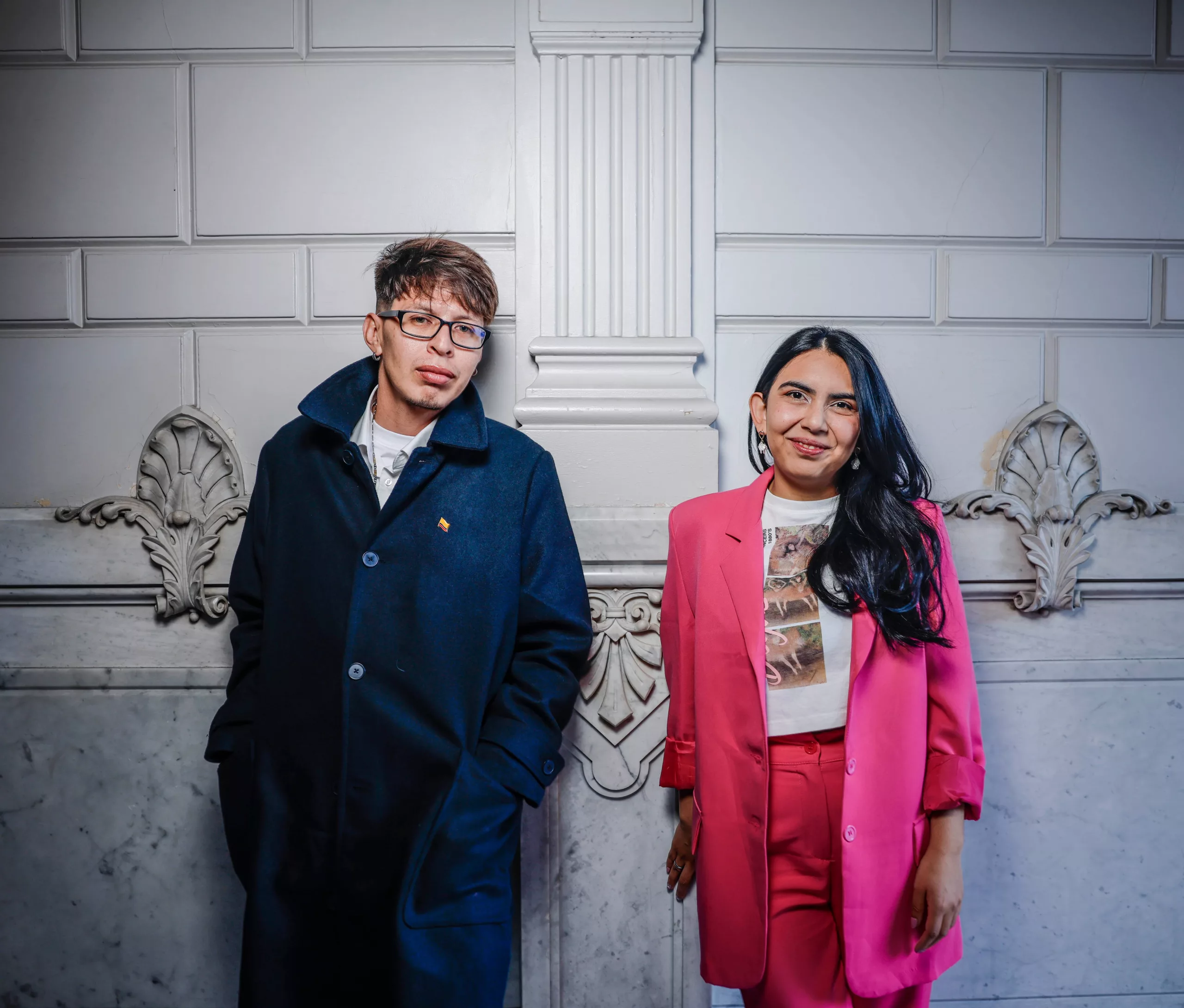 Yeisson Vargas y Valeria Guzmán, ganadores del concurso de relato migrante.  