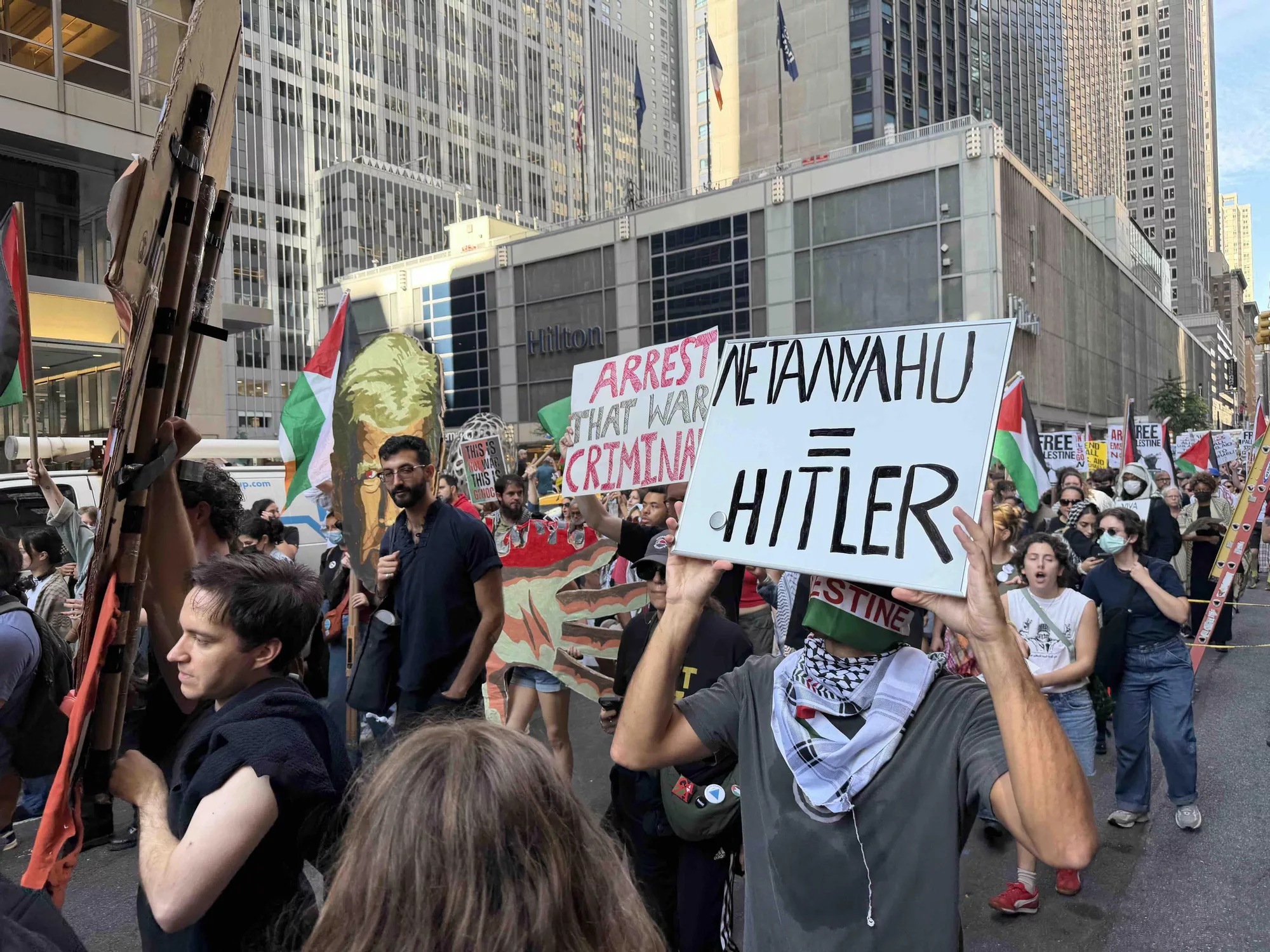 Manifestación en Nueva York contra el genocidio israelí en Gaza, el 26 de septiembre de 2025.