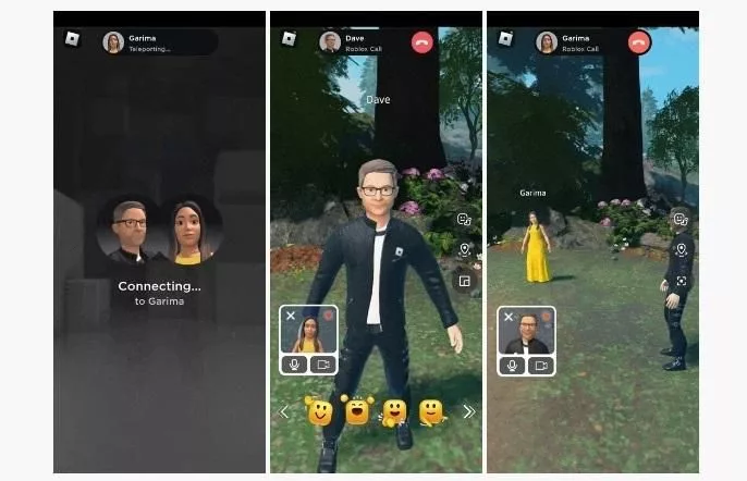 Ejemplo de llamada entre avatares en Roblox
