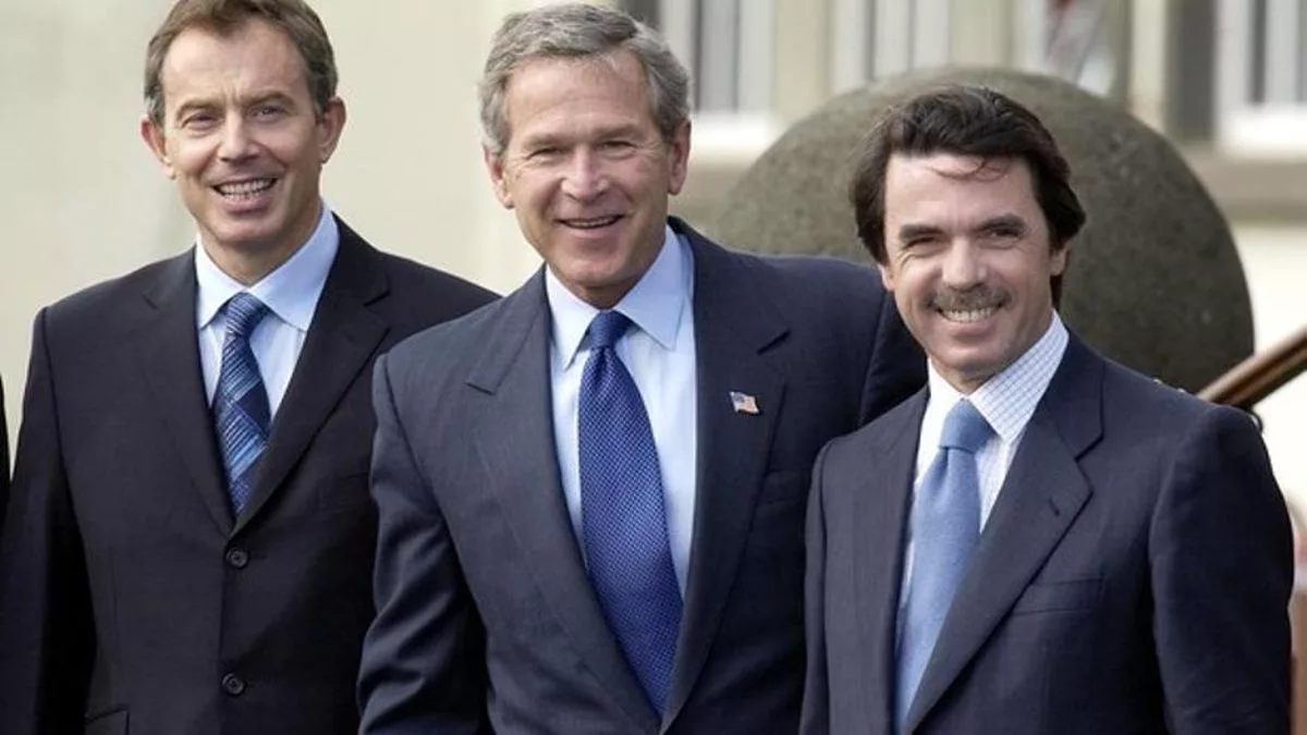 Blair, Bush y Aznar en la cumbre de las Azores.