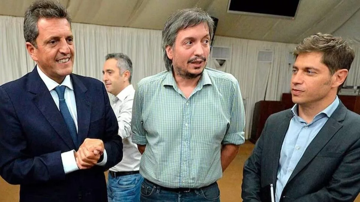 Sergio Massa, Máximo Kirchner y Axel Kicillof.