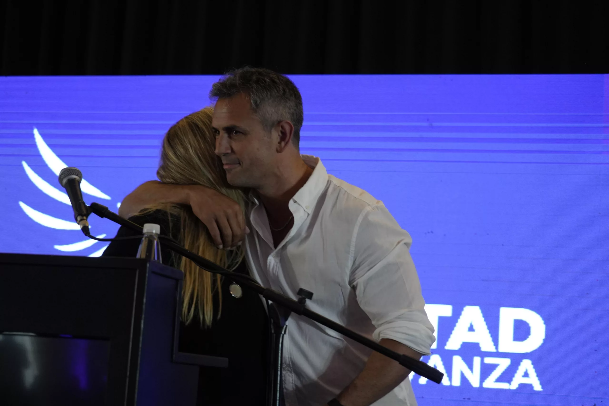 Karina Milei y Martín Menem durante la última actividad partidaria, el domingo, en el Hotel NH de Mar del Plata