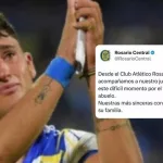 Falleció el abuelo de Alejo Véliz: el jugador lo despidió y Rosario Central lo acompañó