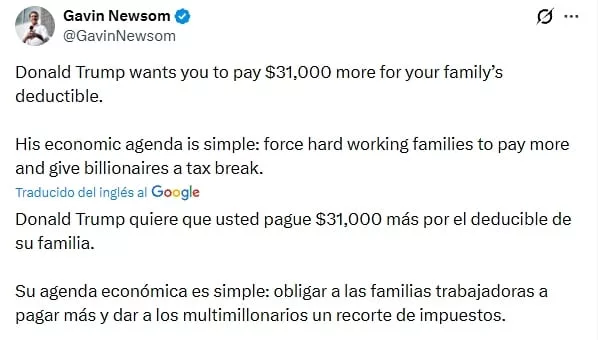 Newsom se lanzó en contra del plan de la administración Trump