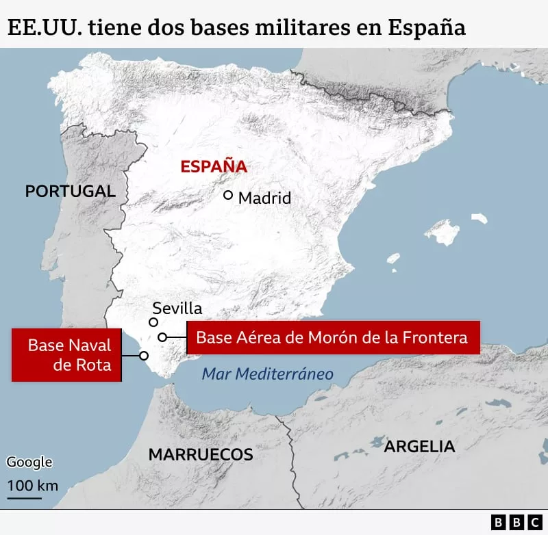 La ubicación de las bases de EE.UU. en España