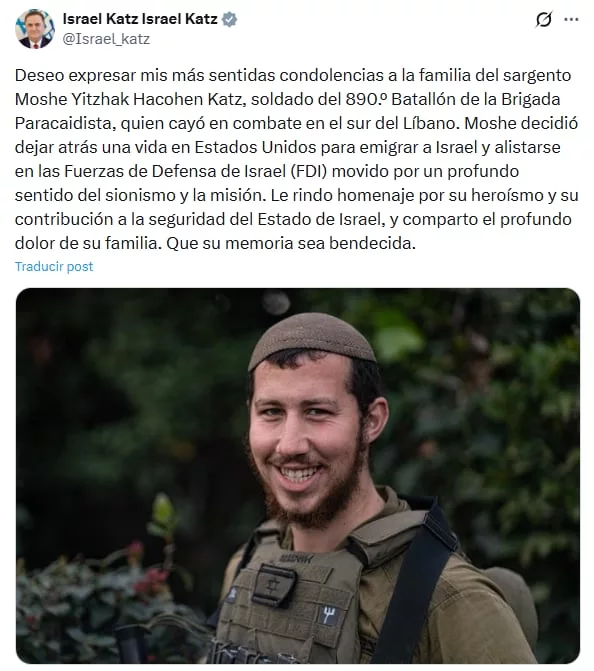El ministro de defensa de Israel informó que murió un soldado en Líbano
