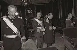 Leopoldo Galtieri, Jorge Rafael Videla, Emilio Massera y Omar Graffigna. Una reunión de la Junta Militar en el Congreso, en 1979.