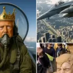 El vídeo de ‘King’ Trump  pilotando un caza mientras bombardea con caca a los manifestantes progres