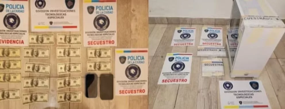En los allanamientos secuestraron 24 teléfonos celulares, cinco CPU, cuatro notebooks, tarjetas bancarias, un ticket de depósito bancario, una tarjeta de memoria, un disco rígido y 6.036 dólares en efectivo.