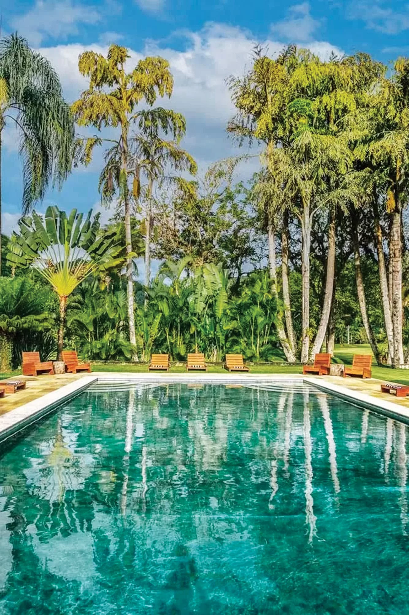 La pileta de la fazenda de Lenny en Río de Janeiro que los pasajeros podrán usar, al igual que el sauna y el jacuzzi