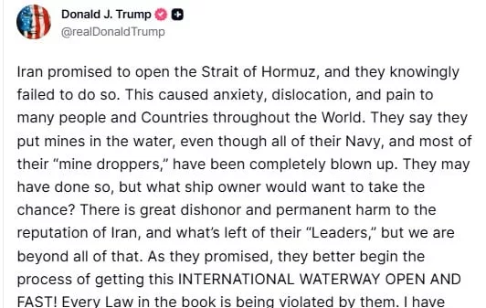 El posteo de Trump en Truth