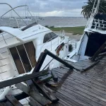 Violento temporal de viento en Punta del Este: dos yates golpearon contra la costa y encallaron, y una cría de orca varada tuvo que ser sacrificada