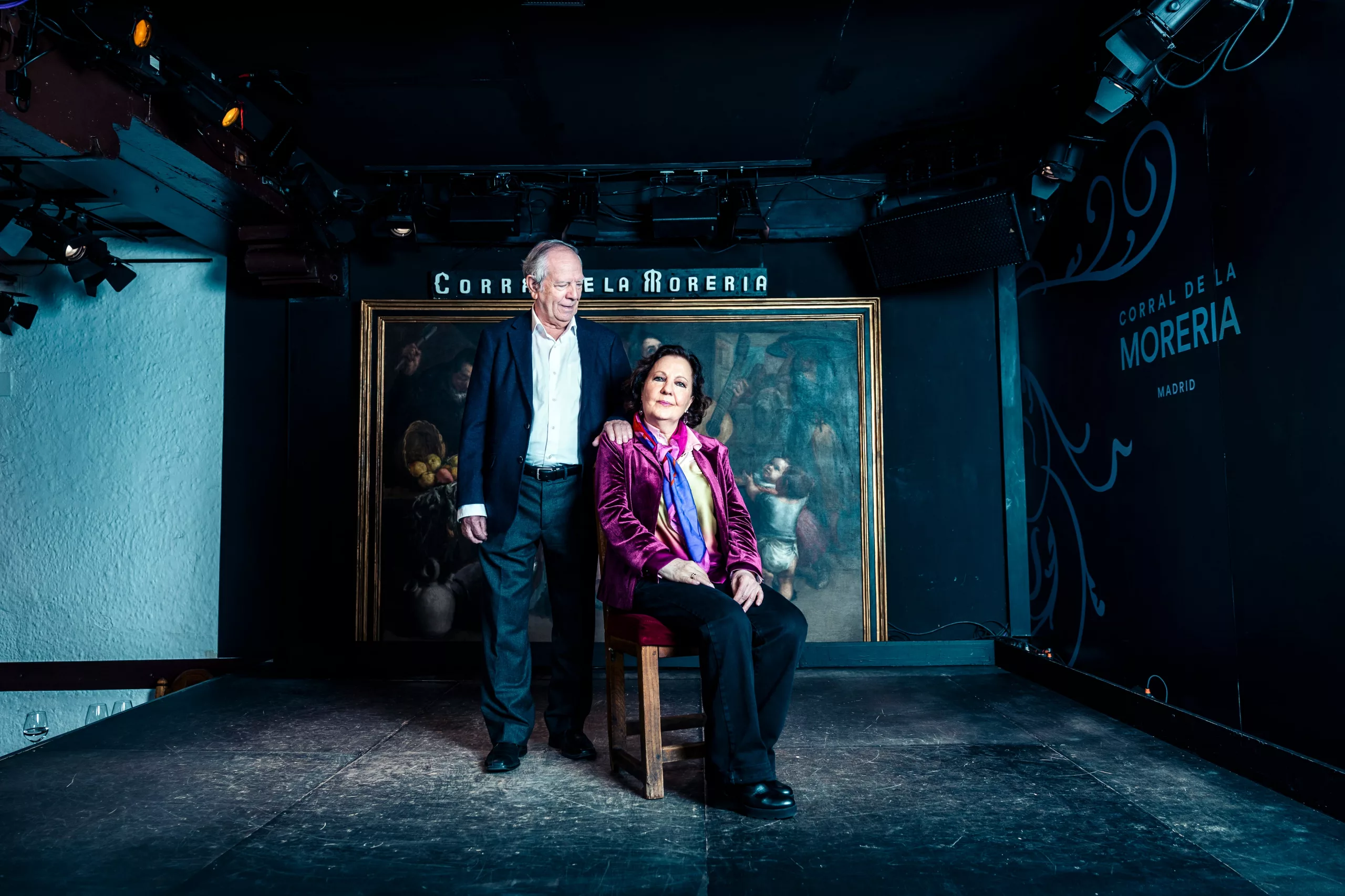 El matrimonio formado por Miguel Espín y Carmen Linares, el pasado viernes en el Corral de la Morería (Madrid). 