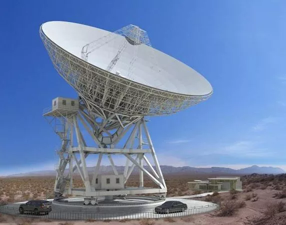 Render del radiotelescopio terminado.