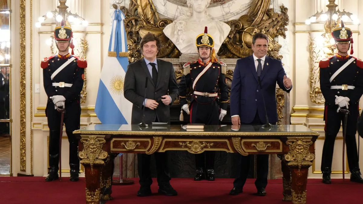 Milei y Catalán, durante su jura en la Casa Rosada.