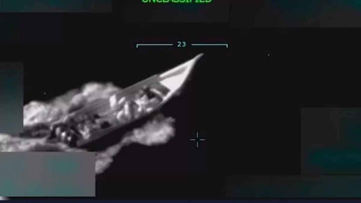 Fotograma del vídeo del ataque de EEUU a “un barco de Venezuela” al que acusaba de llevar drogas a comienzos de septiembre.