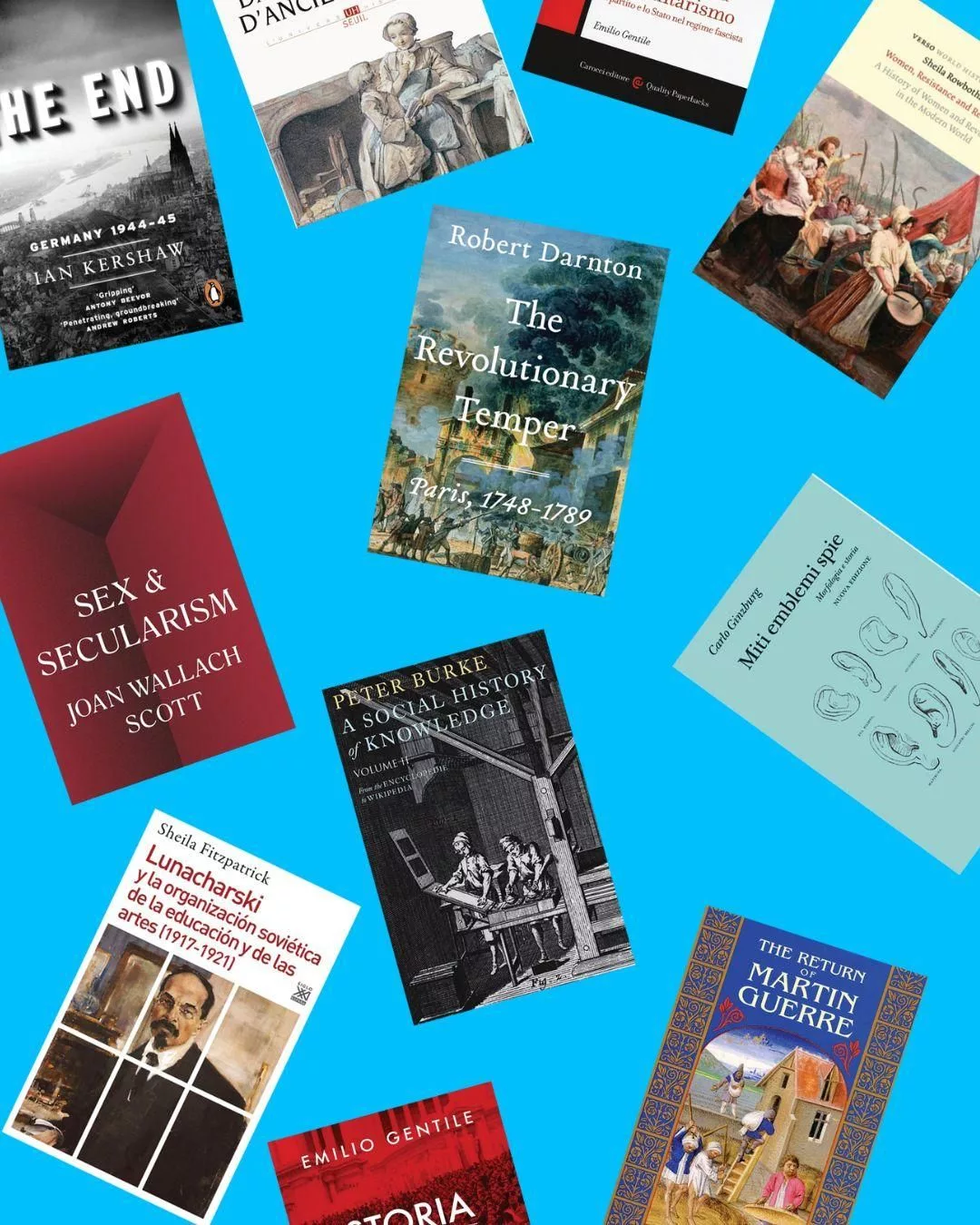 Las publicaciones de algunos historiadores que entrevistó Mariano Schuster.