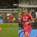 Video: el Dibu Martínez festejó la clasificación a la Champions League atajándole penales a su hijo