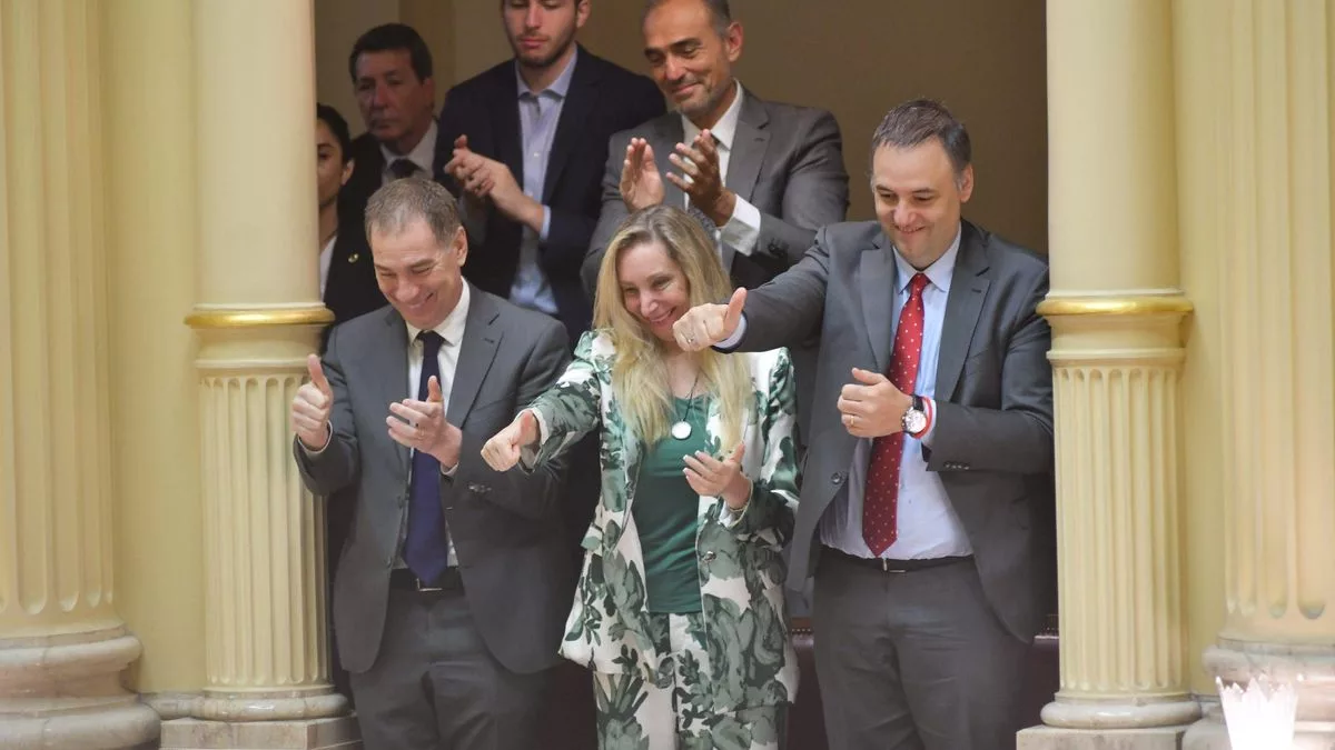 Karina Milei presenció la jura de los senadores junto a Diego Santilli, Manuel Adorni y Lule Menem