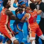 Partido caliente en la NBA: Oklahoma le ganó a New Orleans en una noche llena de peleas entre los jugadores
